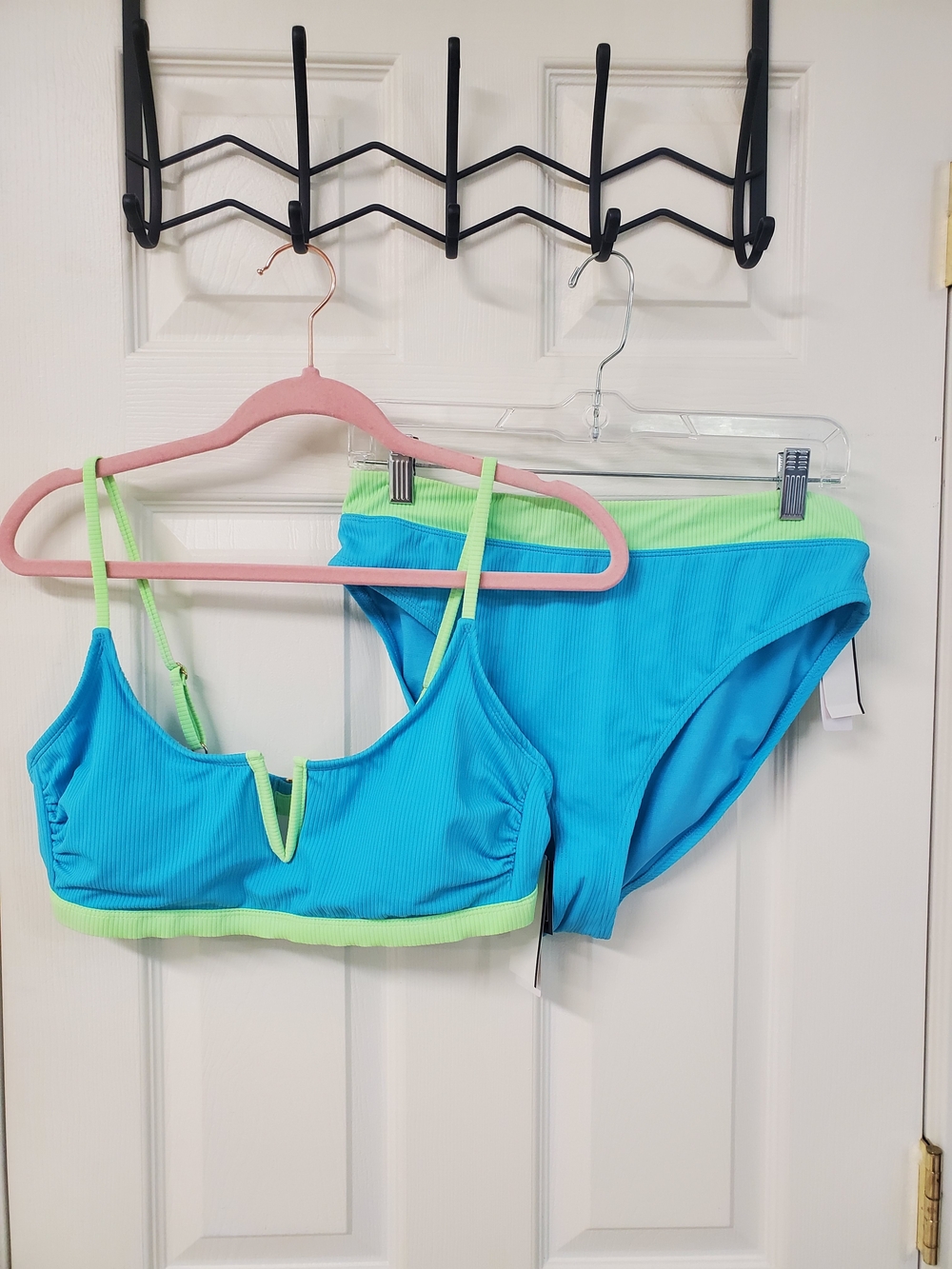 Salt + Cove Turquoise Swim Top with Lime Trim